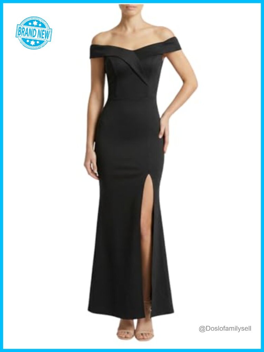 Off Shoulder Maxi Prom Dress Backless Formal Evening Gown with Slit